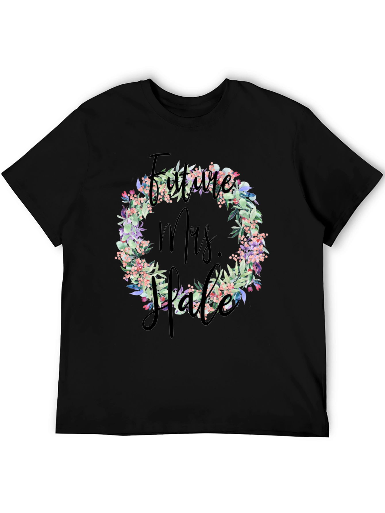 Black Future Mrs. Floral Wreath T-Shirt view 5