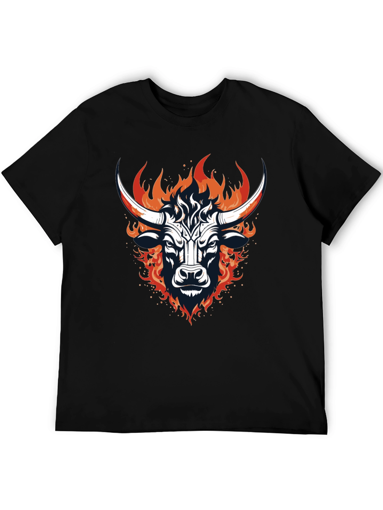 Black Fiery Bull Graphic Tee - Bold & Stylish view 5