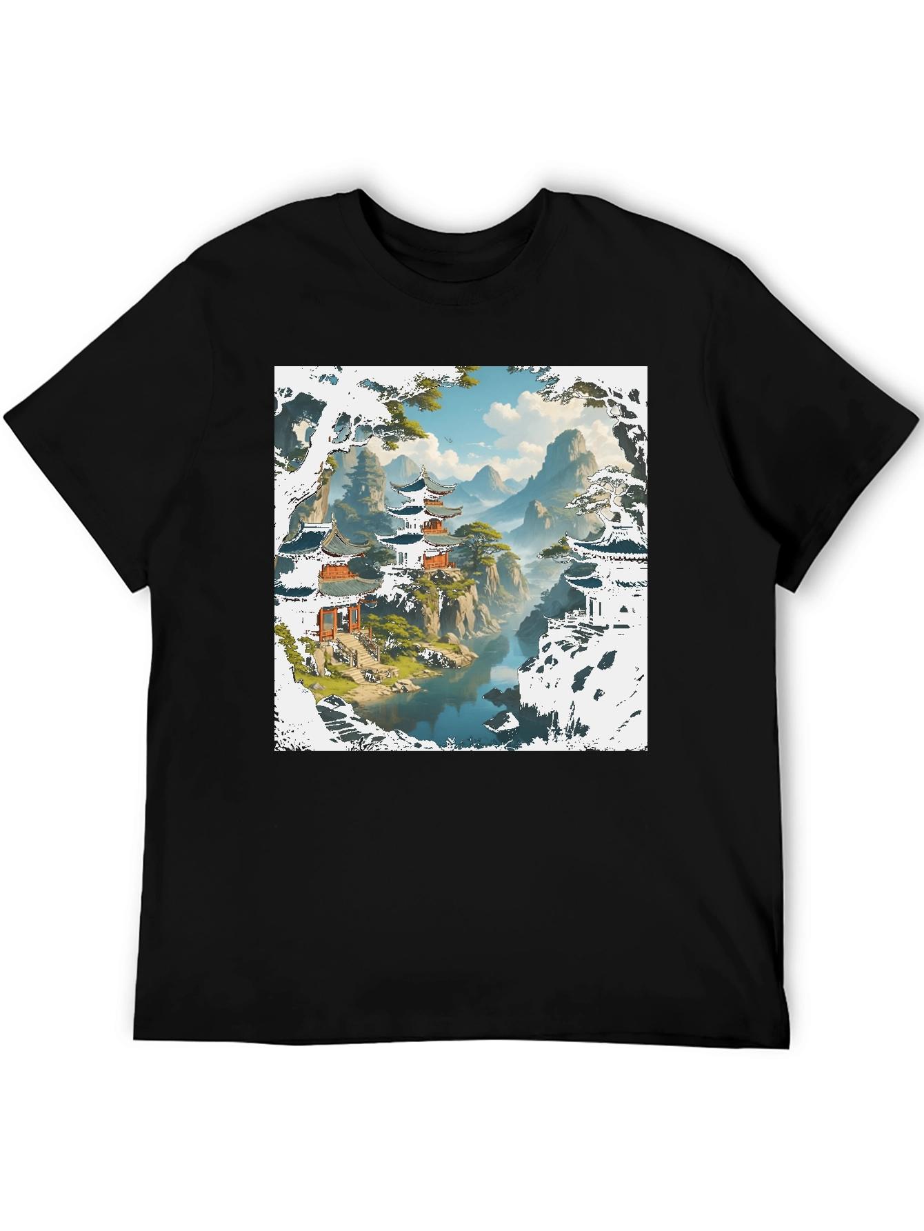 Black Asian Landscape Graphic Tee view 5