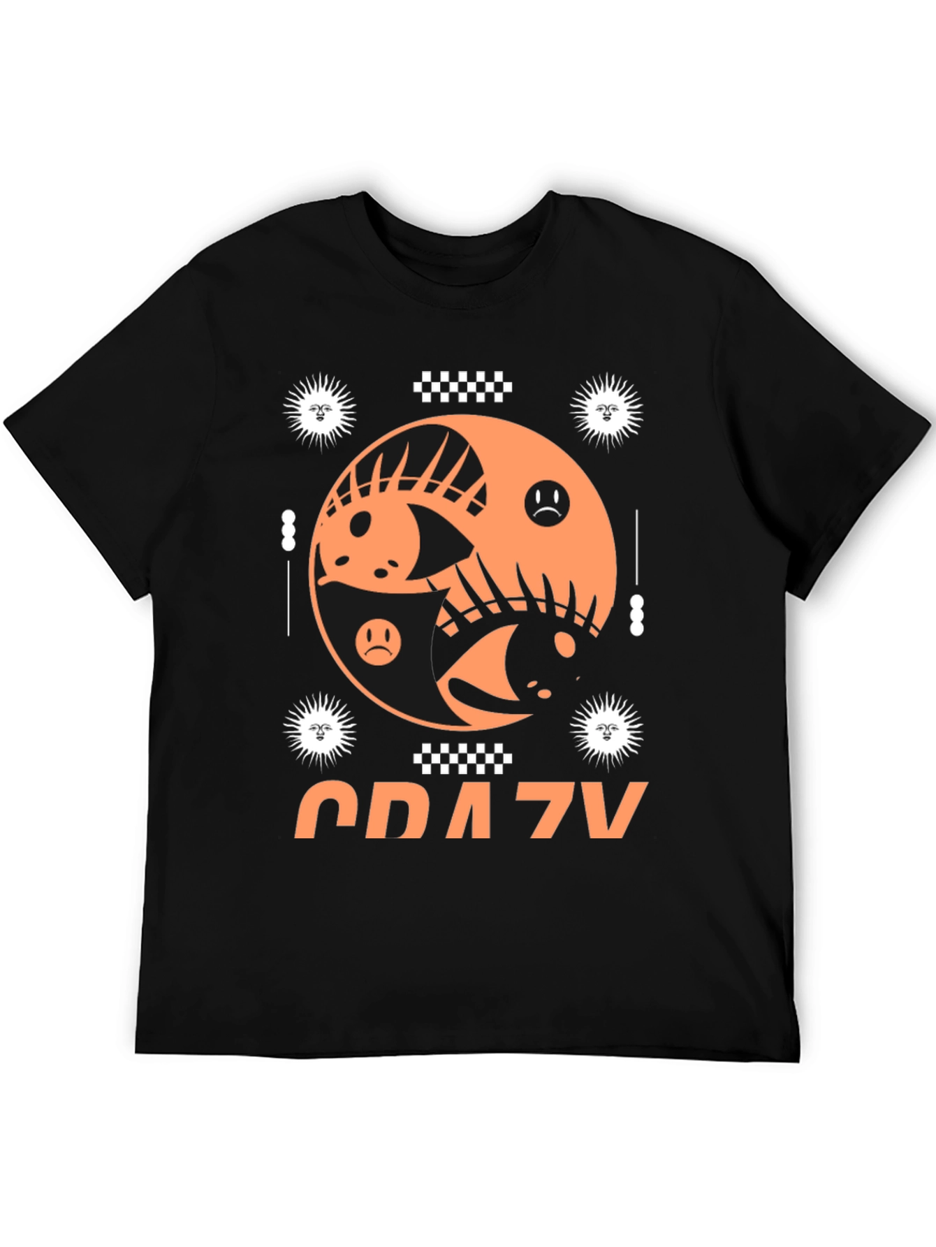 Black Crazy Graphic Tee - Black Cotton Blend T-Shirt view 5