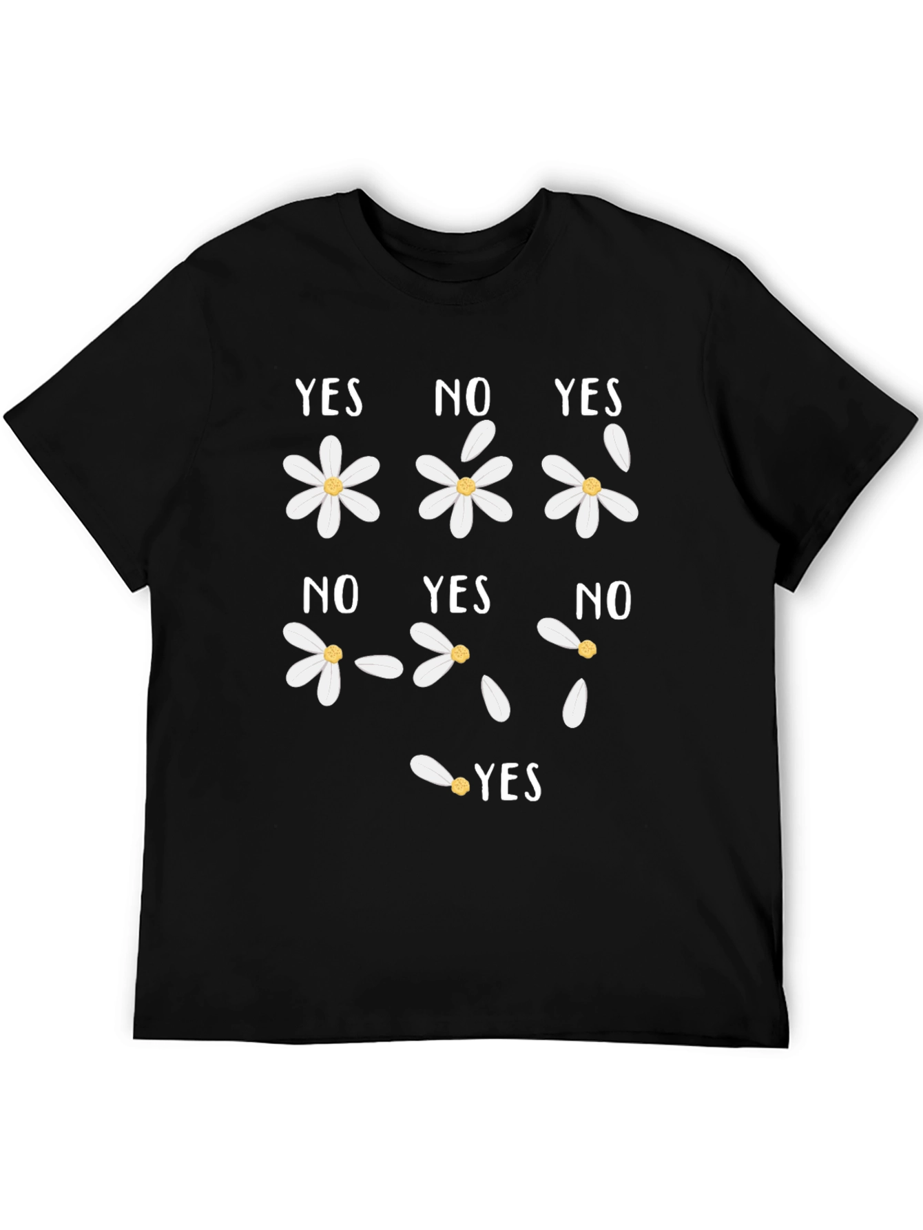 Black Yes No Flower T-Shirt - He Loves Me Not Tee view 5