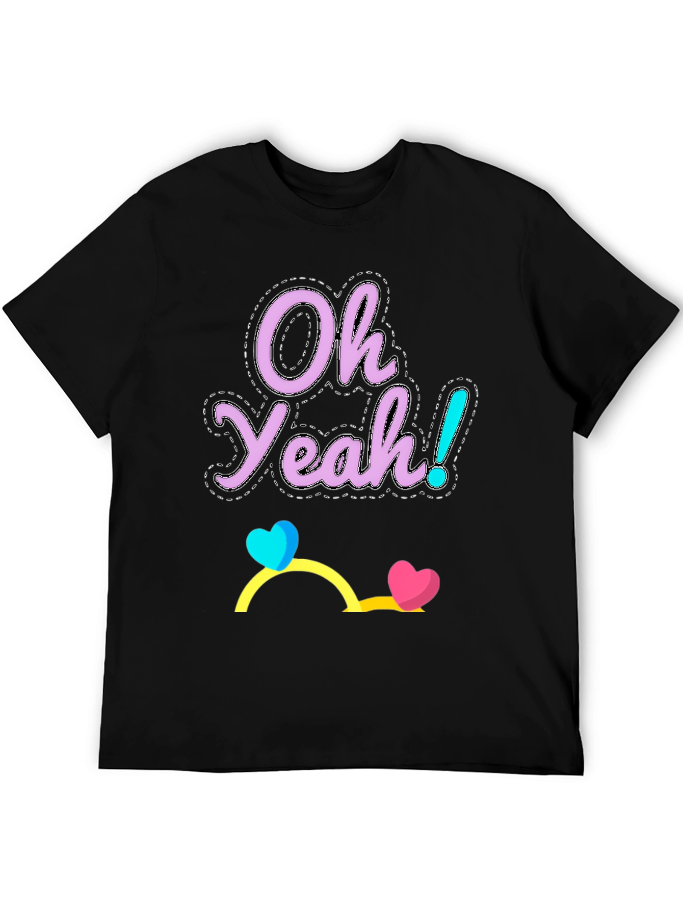 Black Oh Yeah! Graphic Tee - Casual Cotton Blend T-Shirt view 5