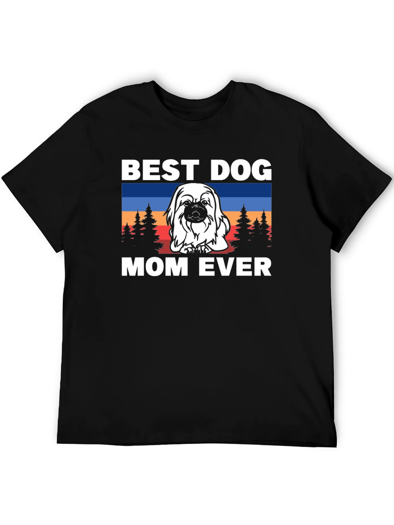 Black Best Dog Mom Ever T-Shirt - Cute Pekingese Design view 5