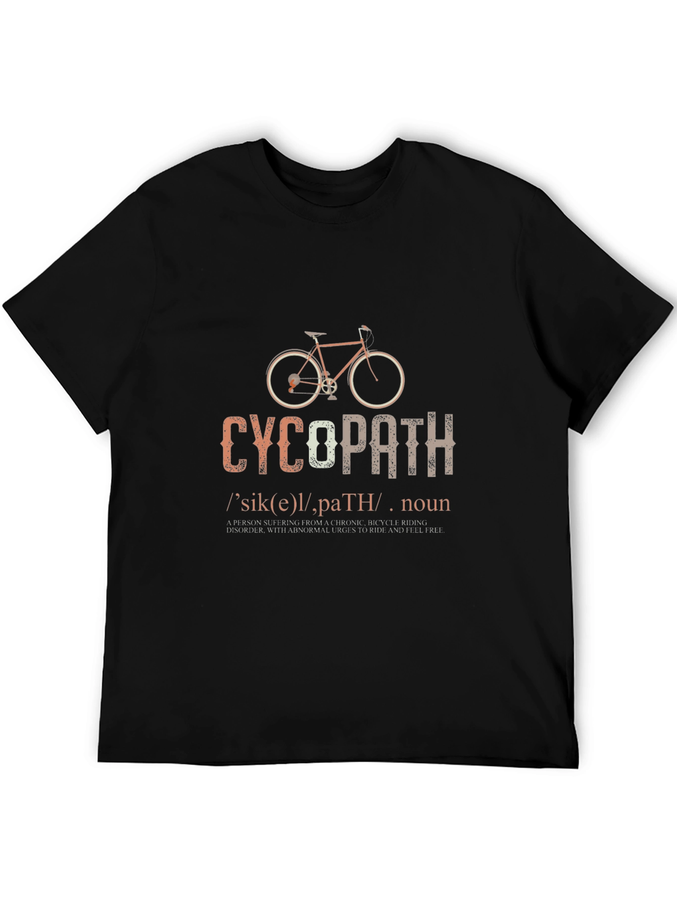 Black Cyco-path Bicycle T-Shirt - Funny Cycling Tee view 5
