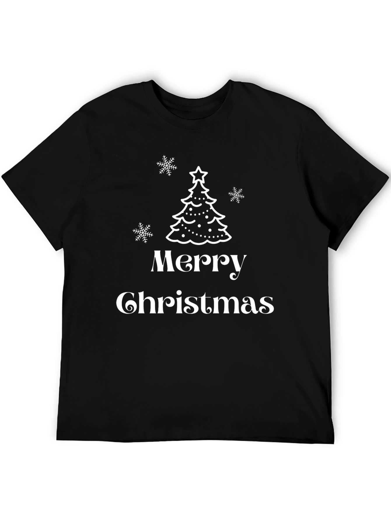 Black Merry Christmas Tree Graphic T-Shirt view 5