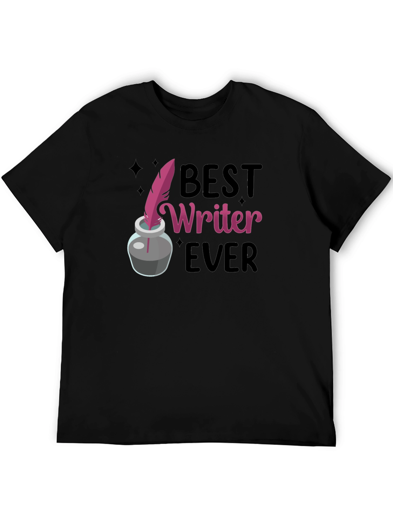 Black Best Writer Ever T-Shirt - Ink Quill Design view 5