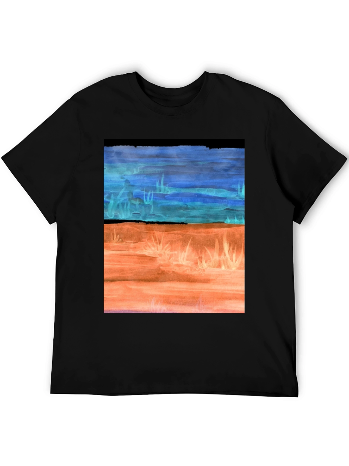 Black Watercolor Landscape T-Shirt - Artsy Graphic Tee view 5