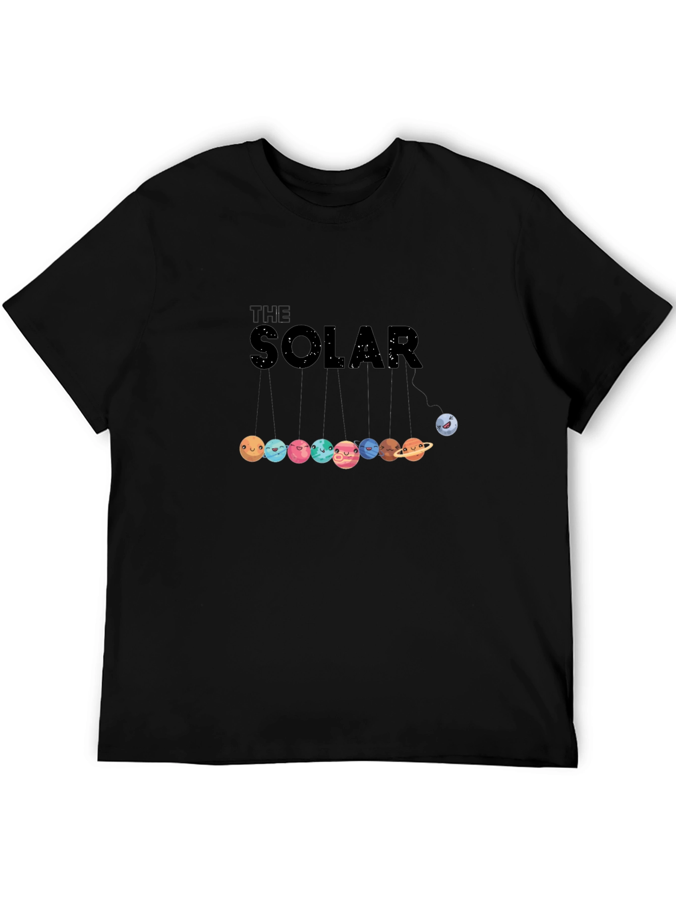 Black Solar System Planets Graphic Black T-Shirt view 5