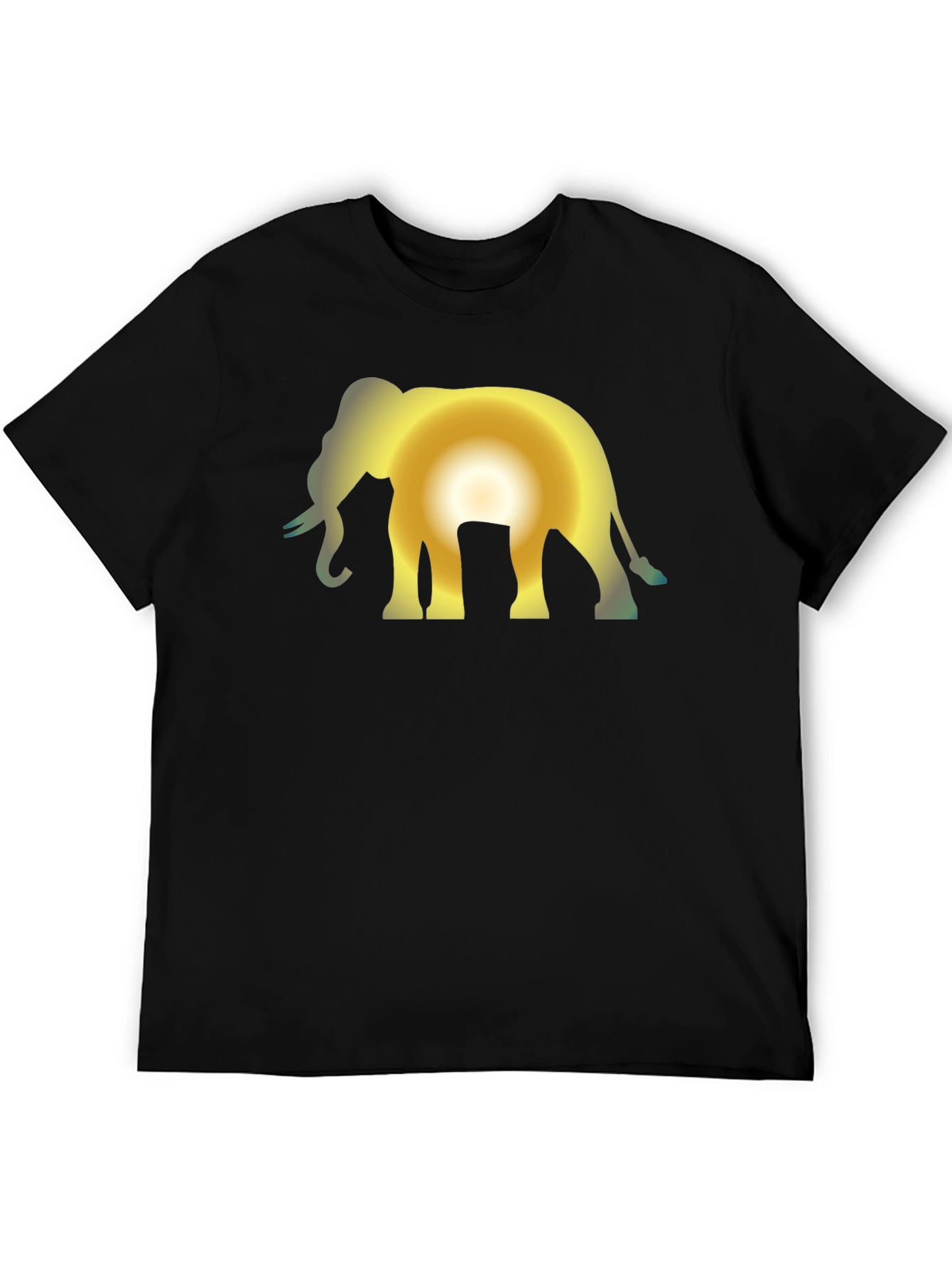 Black Elephant Sunset Black T-Shirt view 5
