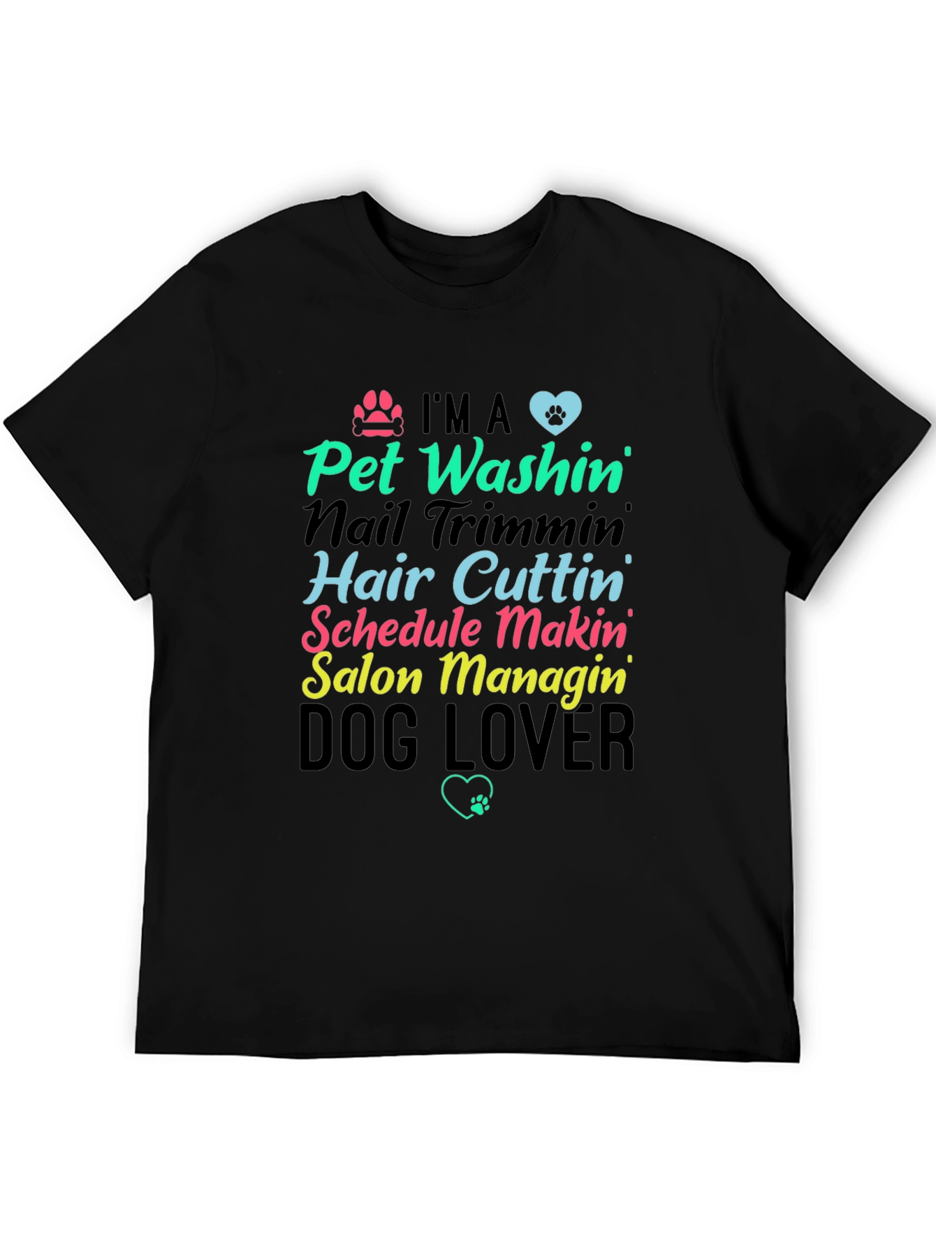 Black Pet Groomer Graphic T-Shirt view 5