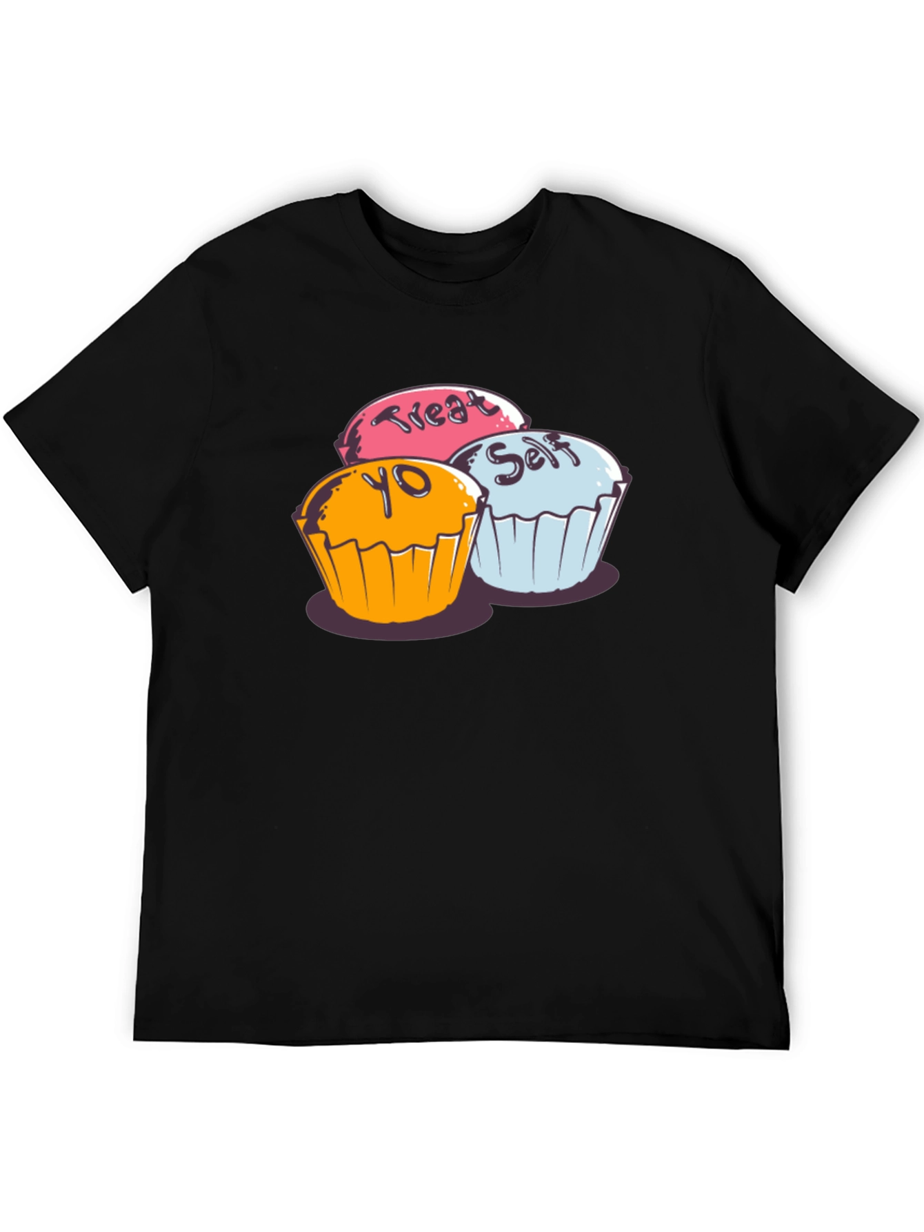 Black Treat Yo Self Cupcake Graphic T-Shirt - Soft Cotton view 5