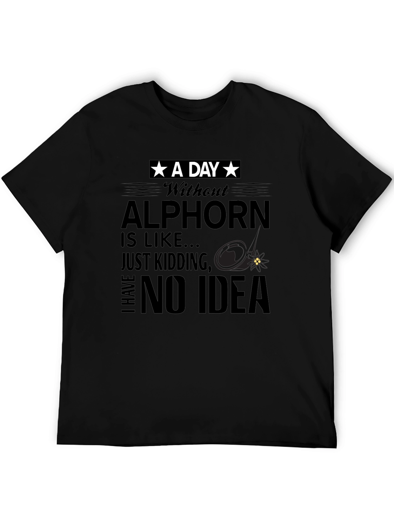 Black Alp Horn T-Shirt, Funny Music Tee view 5