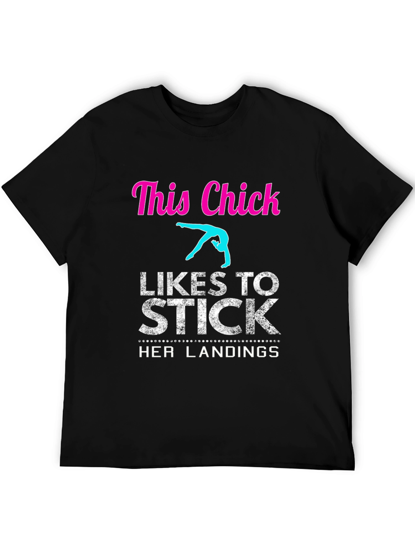 Black Gymnastics T-Shirt - This Chick Likes to Stick Landings view 5