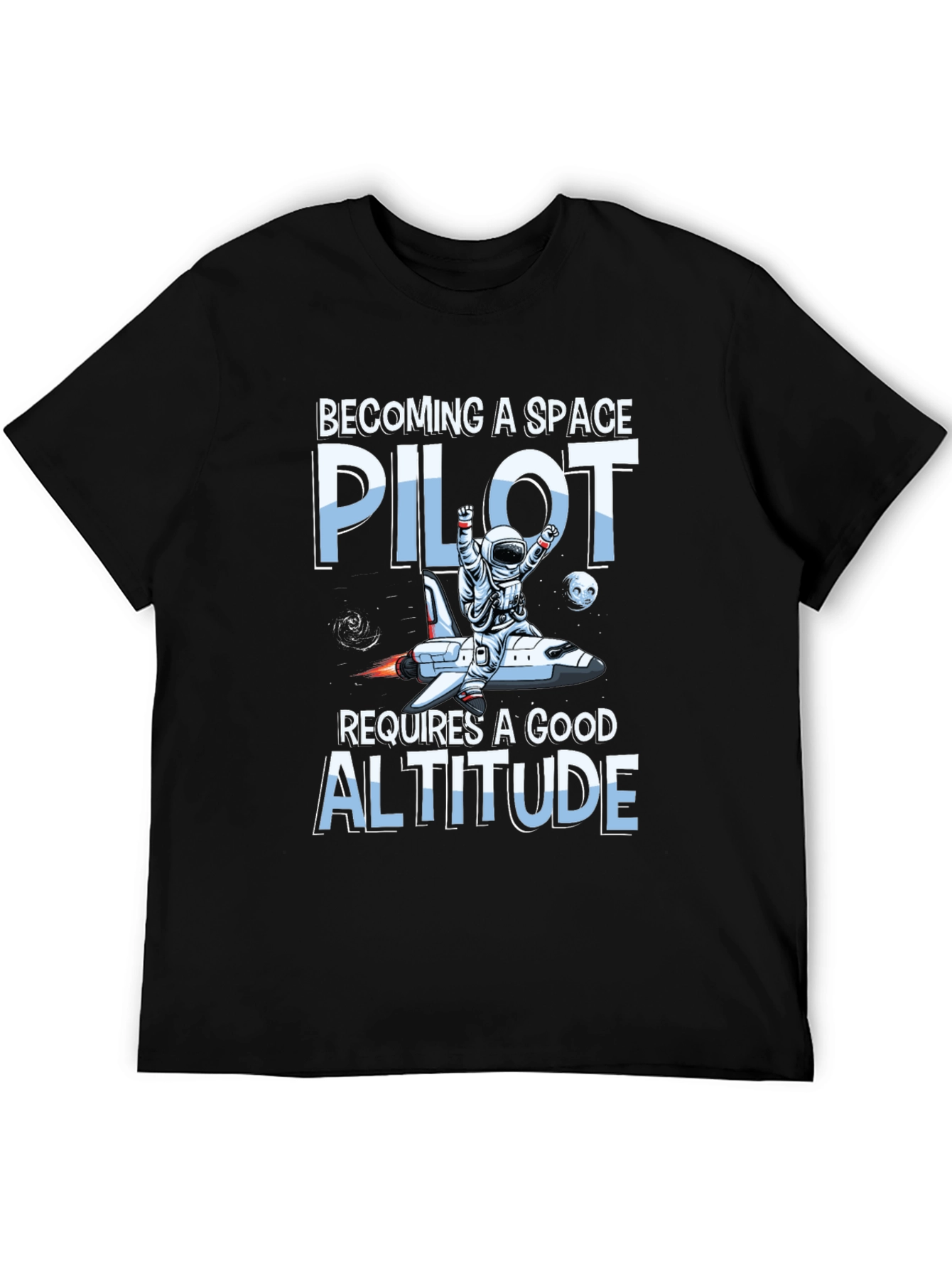 Black Space Pilot Altitude Graphic T-Shirt view 5