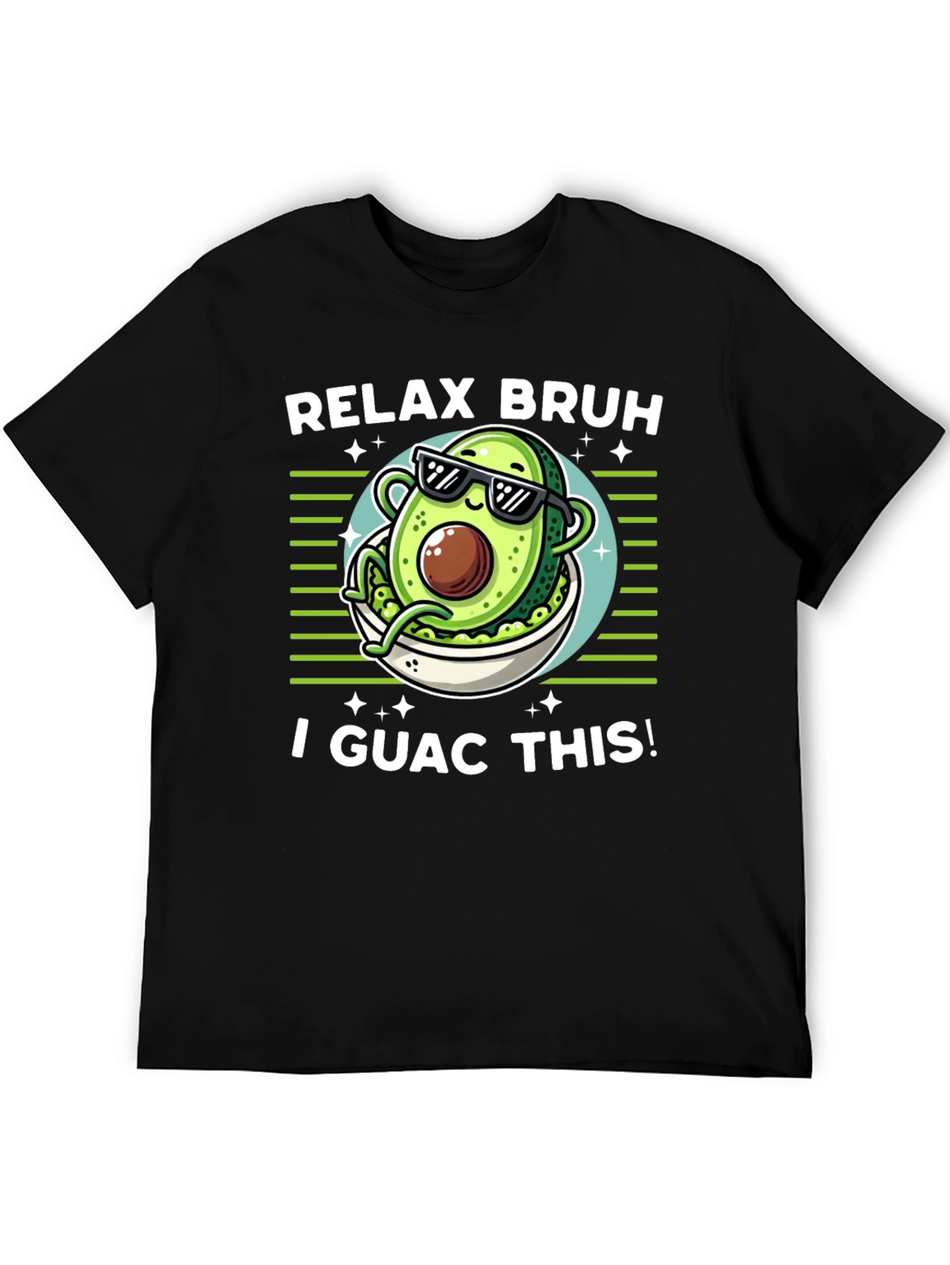 Black Relax Bruh I Guac This! Avocado T-Shirt view 5