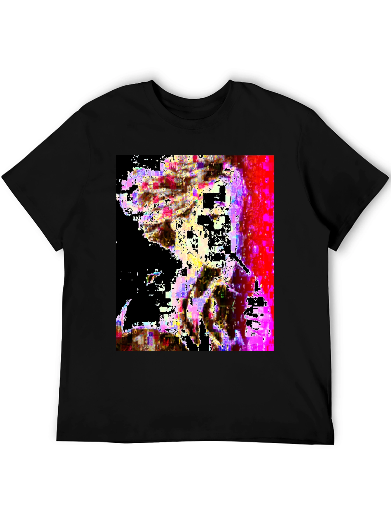 Black Abstract Glitch Art Black T-Shirt view 5