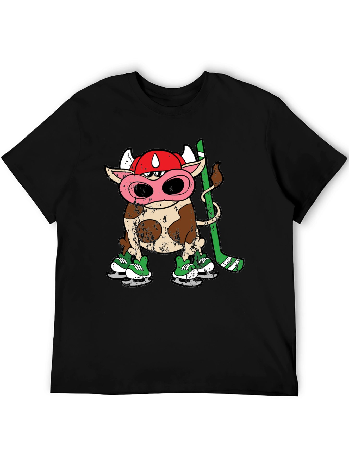 Black Cow Hockey Player T-Shirt view 5