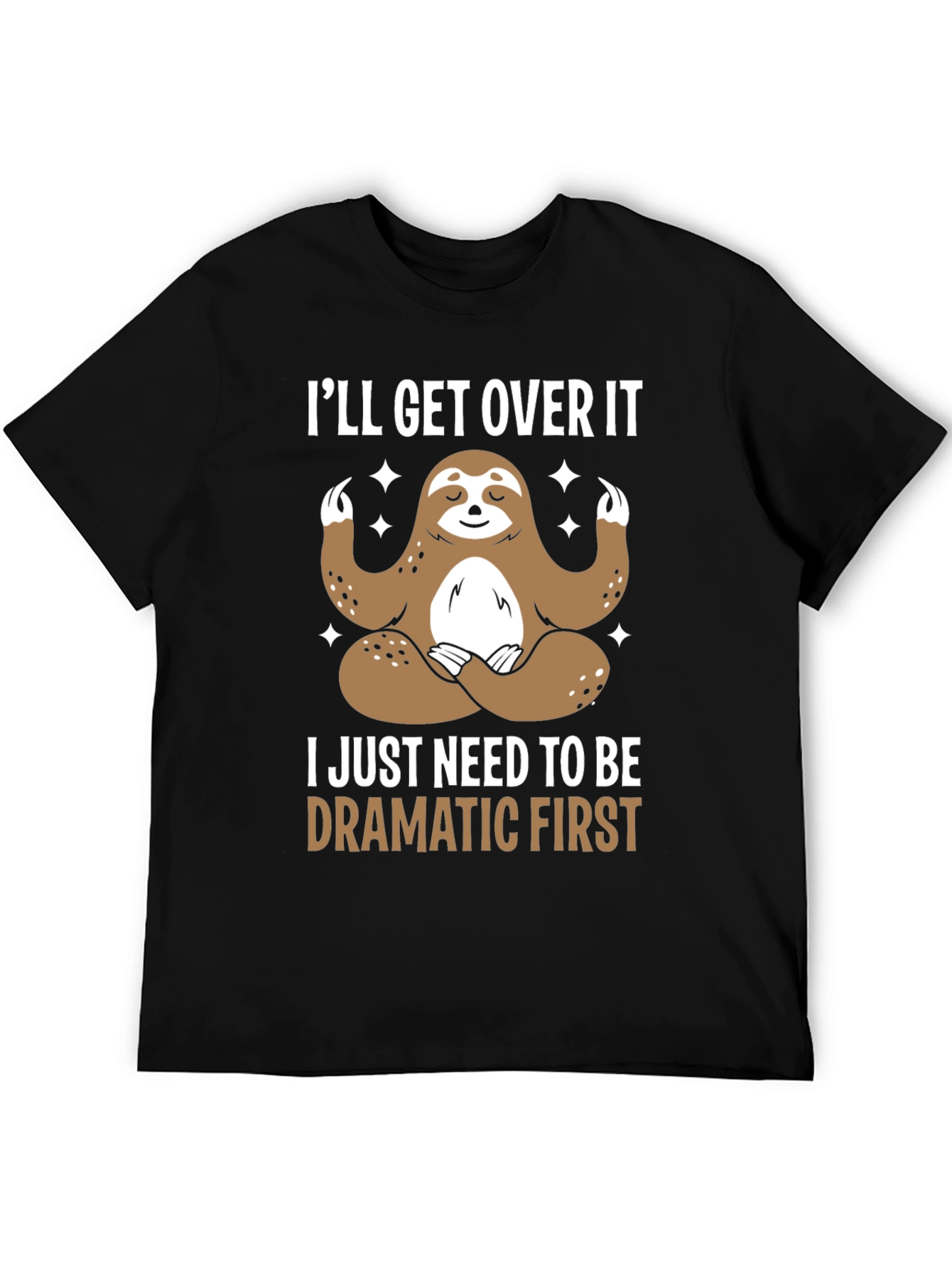 Black Funny Sloth Dramatic T-Shirt view 5