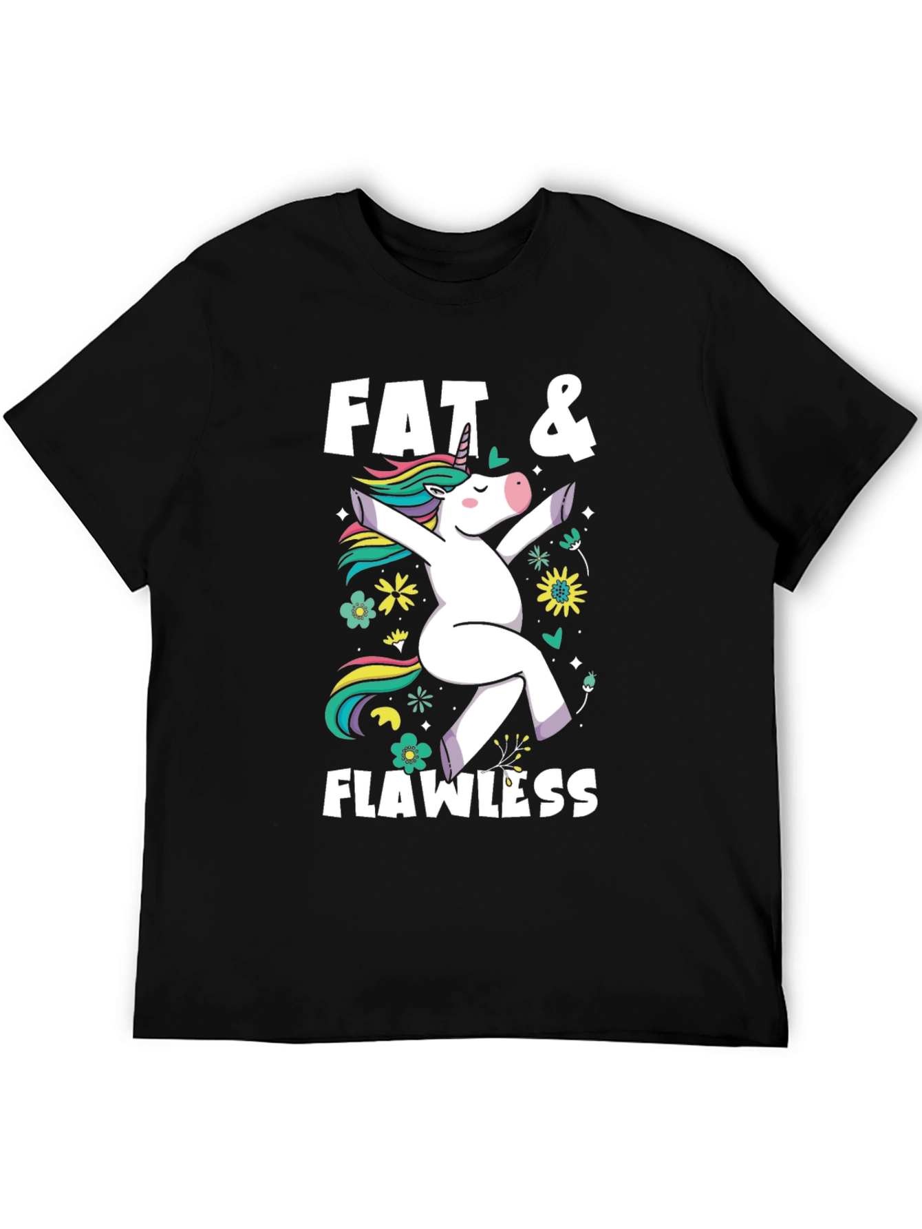 Black Fat & Flawless Unicorn Graphic Tee view 5