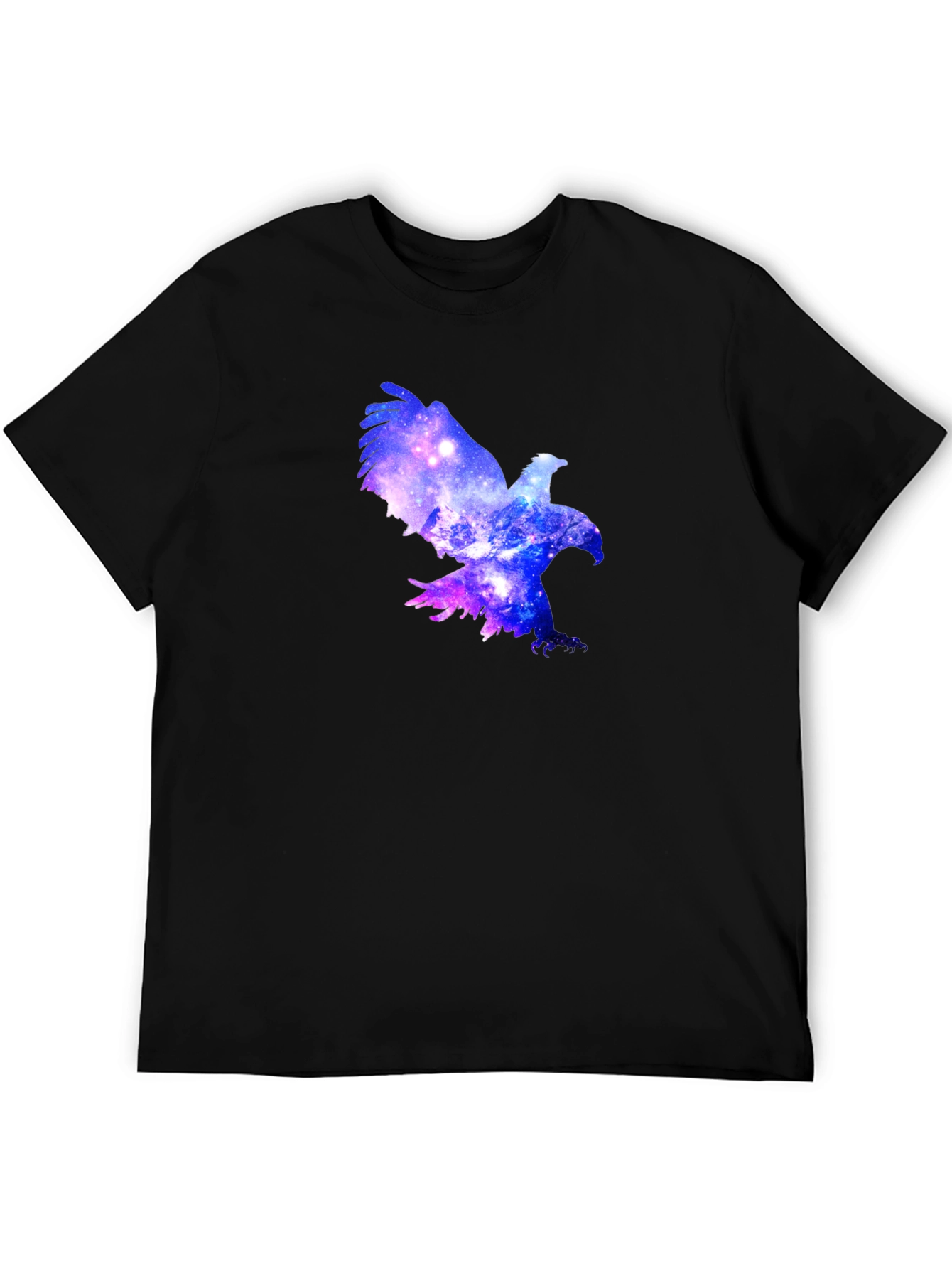 Black Galaxy Eagle Black T-Shirt - Unique Graphic Tee view 5