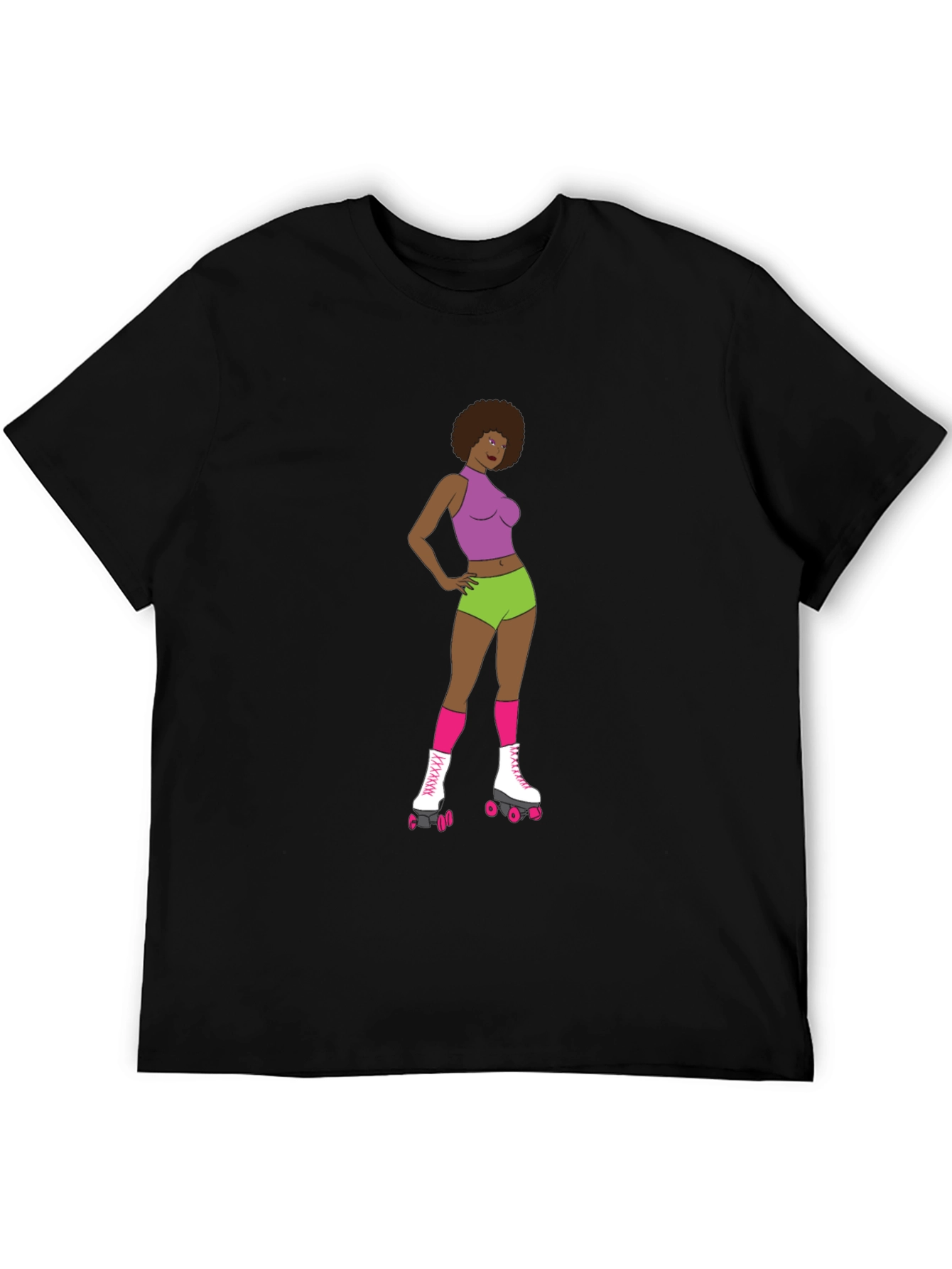 Black Retro Roller Girl T-Shirt view 5