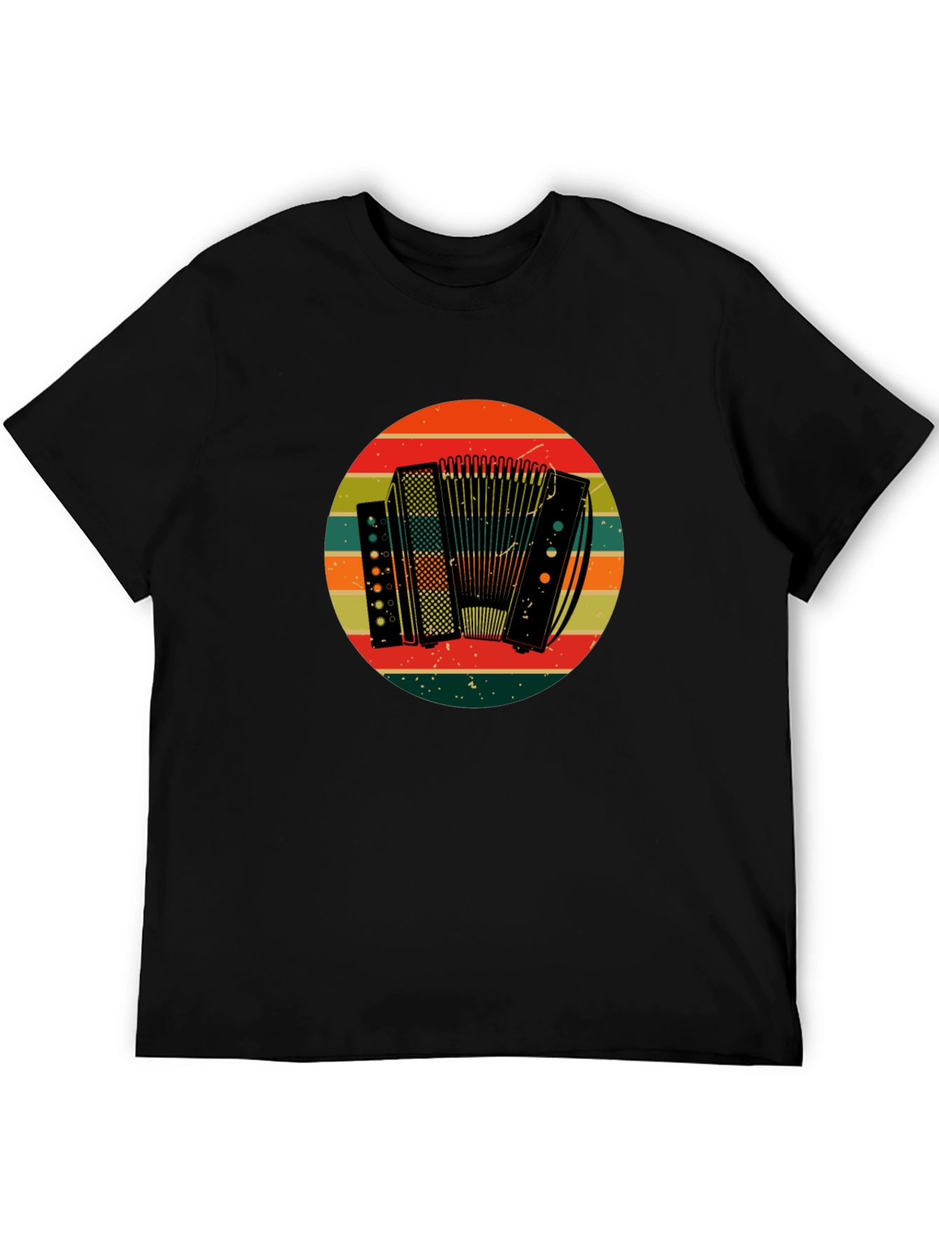 Black Vintage Accordion T-Shirt - Retro Style view 5