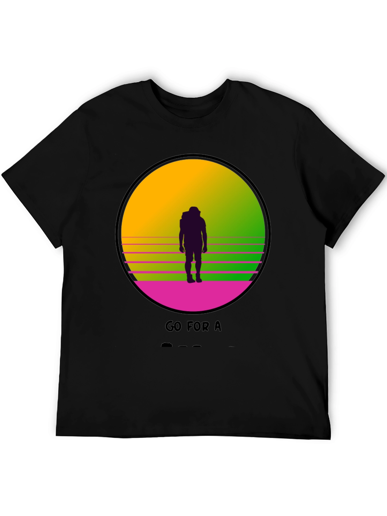 Black Retro Sunset Hiker Graphic T-Shirt view 5