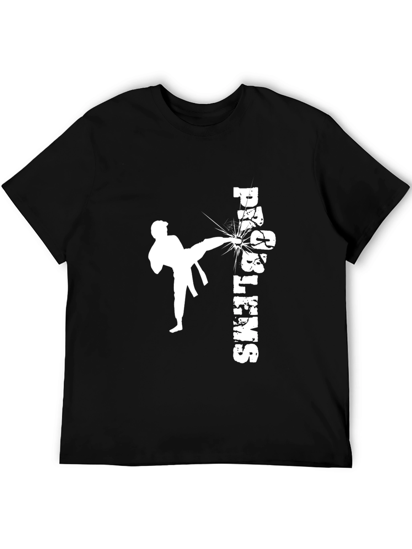 Black Martial Arts Graphic Tee - High Kick Design view 5