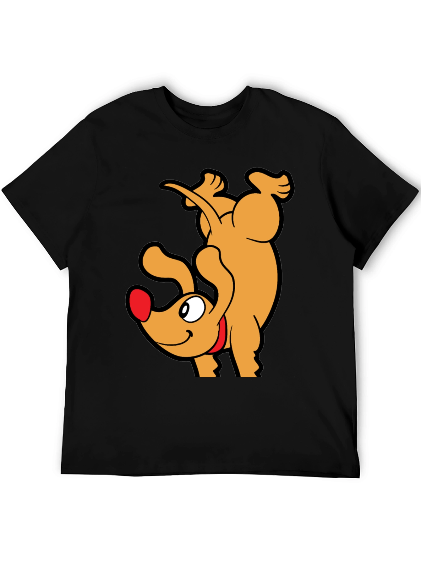 Black Upside Down Dog Cartoon Graphic T-Shirt view 5