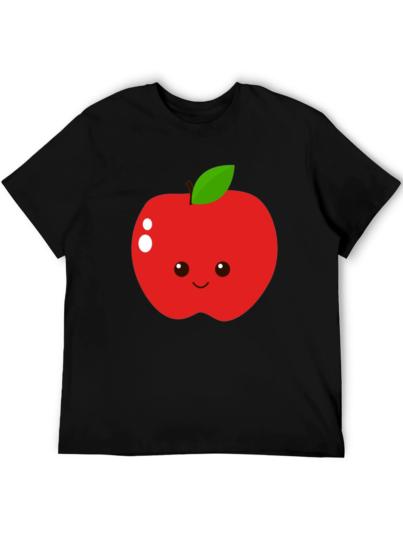 Black Cute Apple Graphic T-Shirt - Black Cotton Blend Tee view 5
