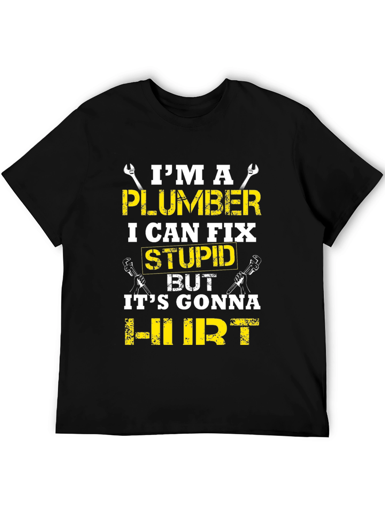 Black Plumber Humor T-Shirt: I Can Fix Stupid view 5