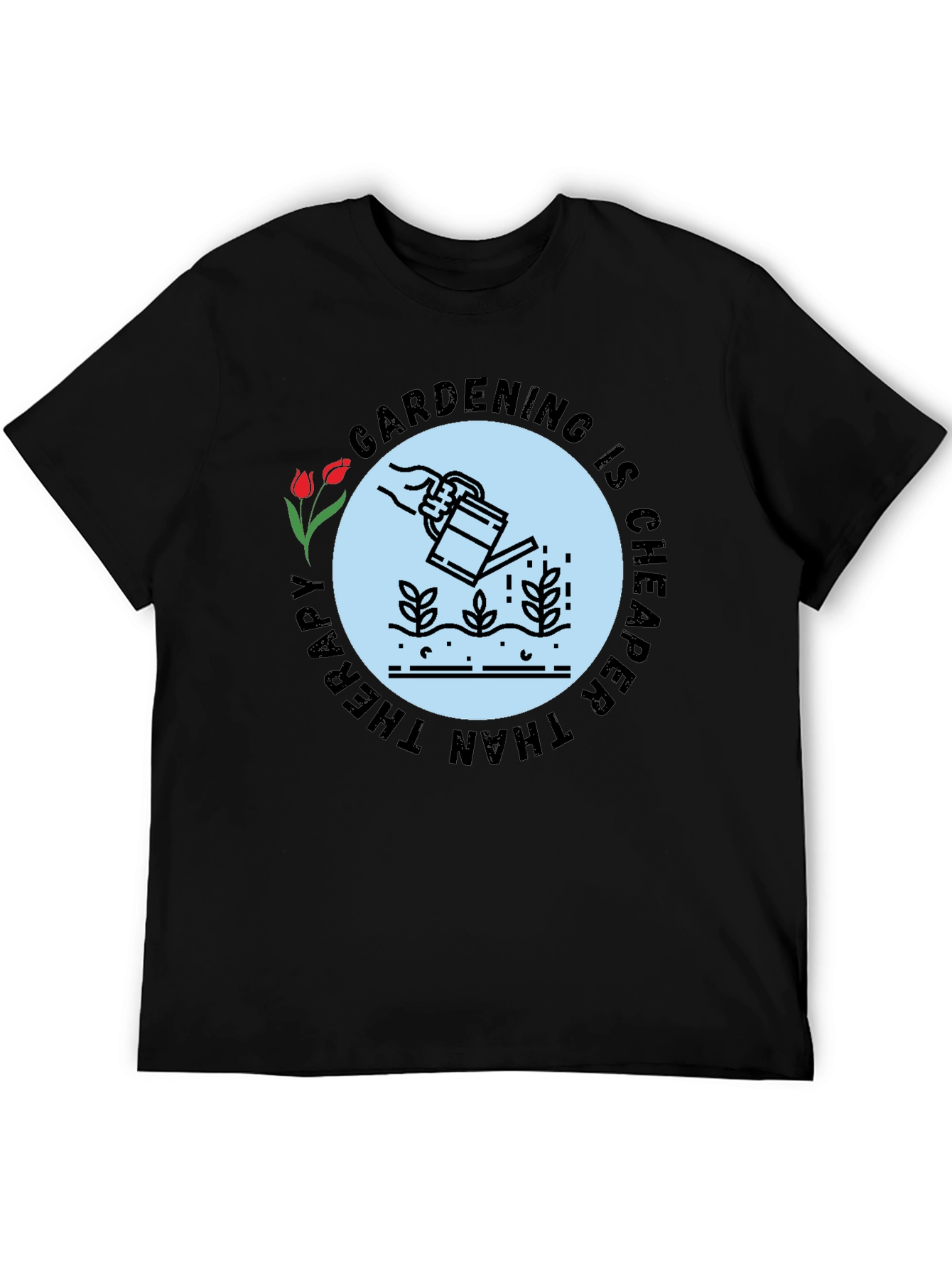 Black Gardening Therapy T-Shirt - Stylish & Comfortable view 5