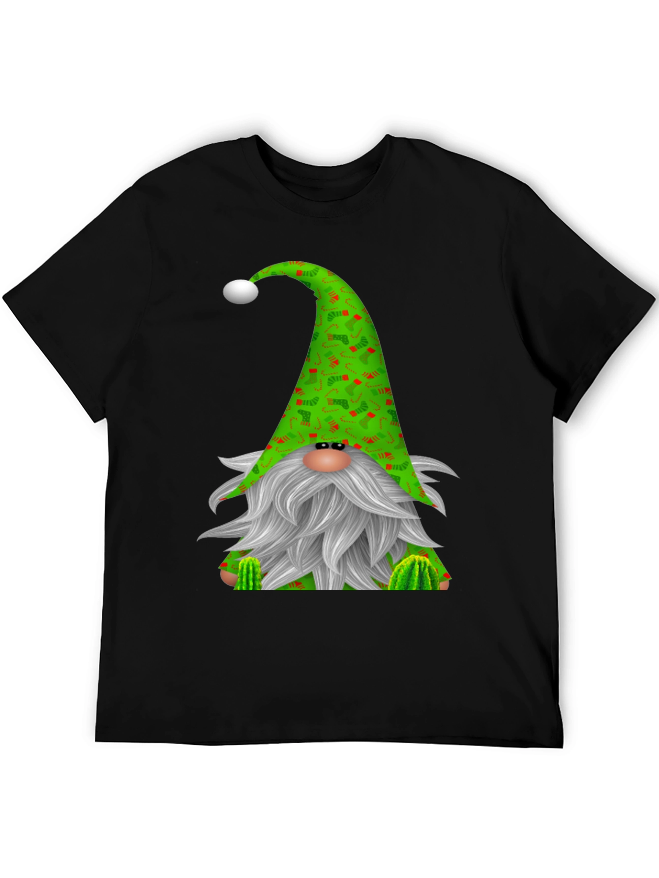 Black Festive Gnome Black T-Shirt view 5