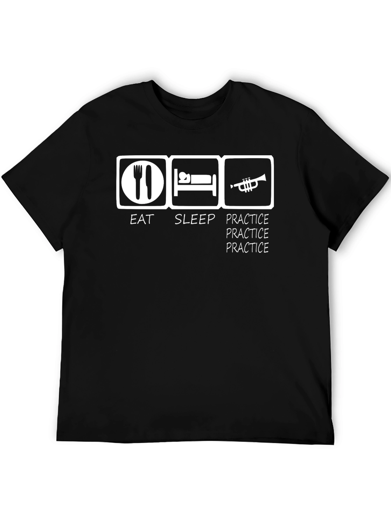 Black Eat Sleep Practice Trumpet T-Shirt view 5
