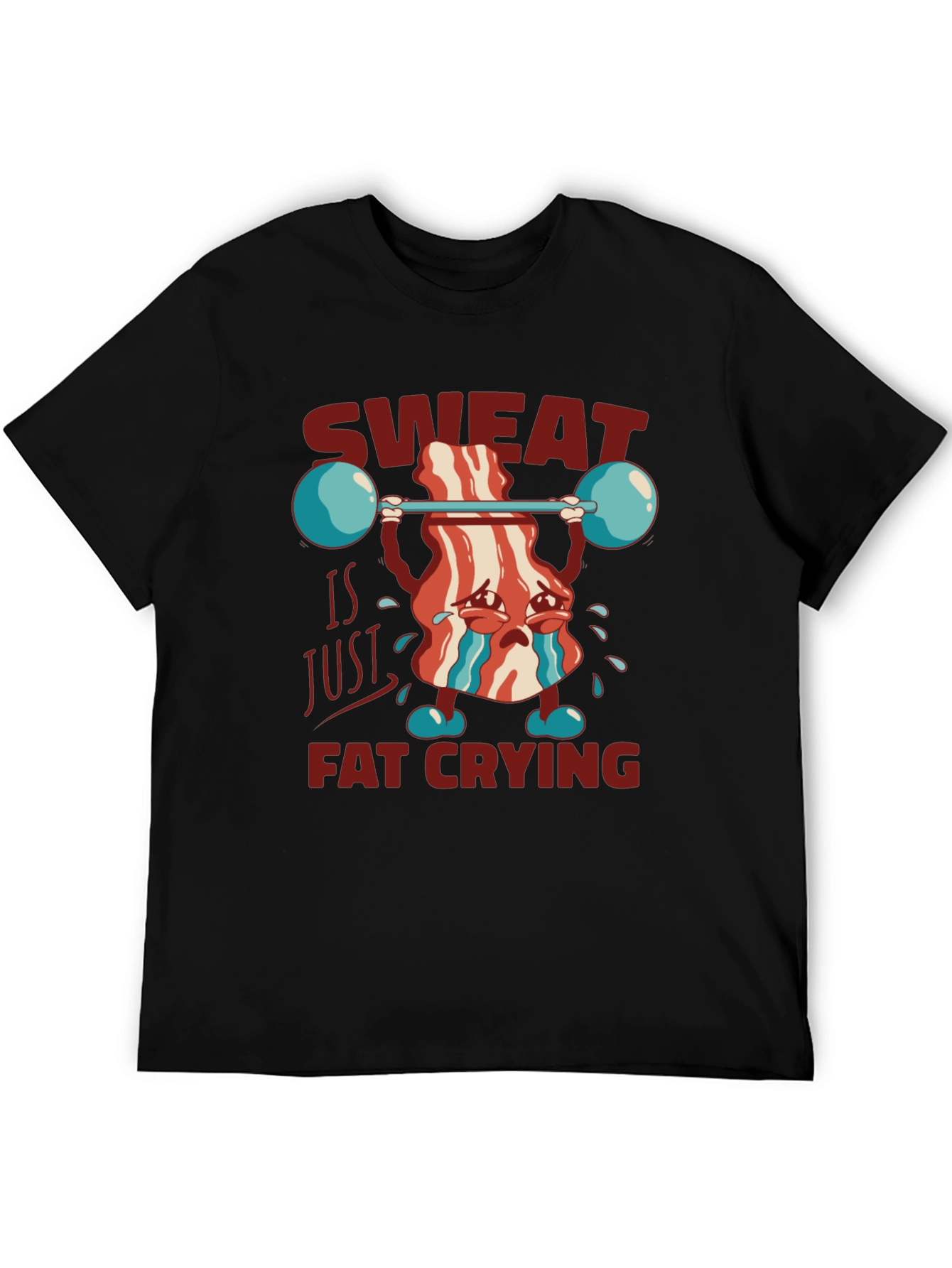 Black Sweat is Just Fat Crying T-Shirt Funny Workout Tee view 5