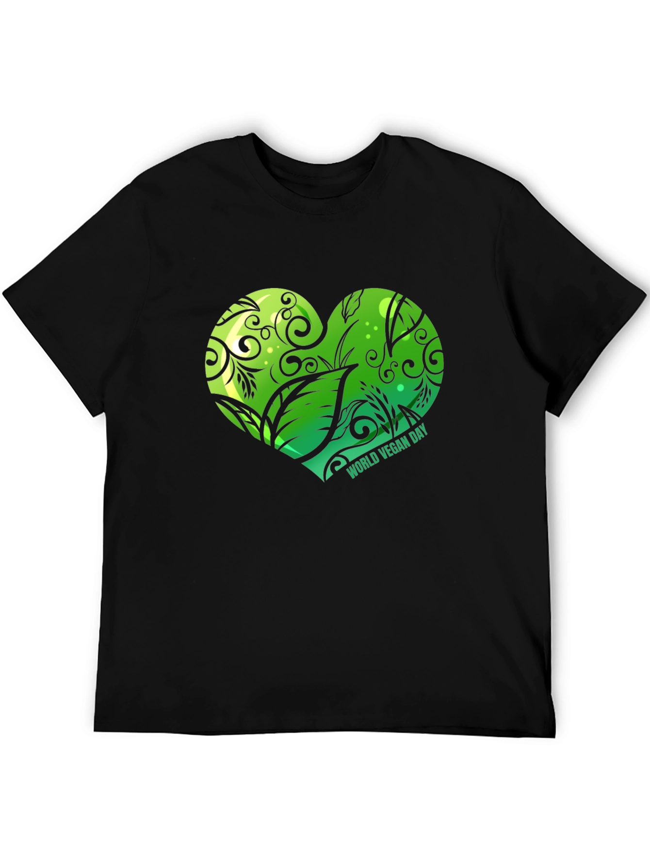 Vegan Day Heart Graphic T-Shirt - Black - 5