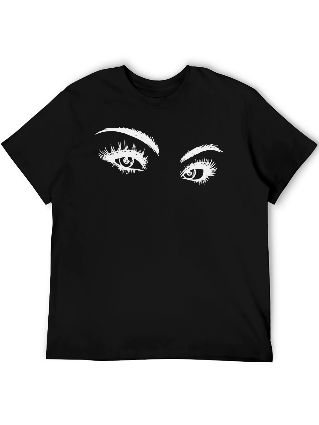 Black Expressive Eyes Graphic Tee - Black Cotton T-Shirt view 5