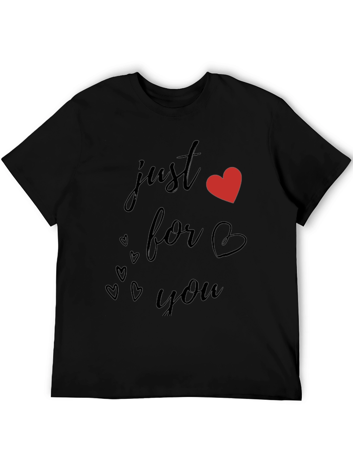 Black Just For You Black Heart Graphic T-Shirt view 5