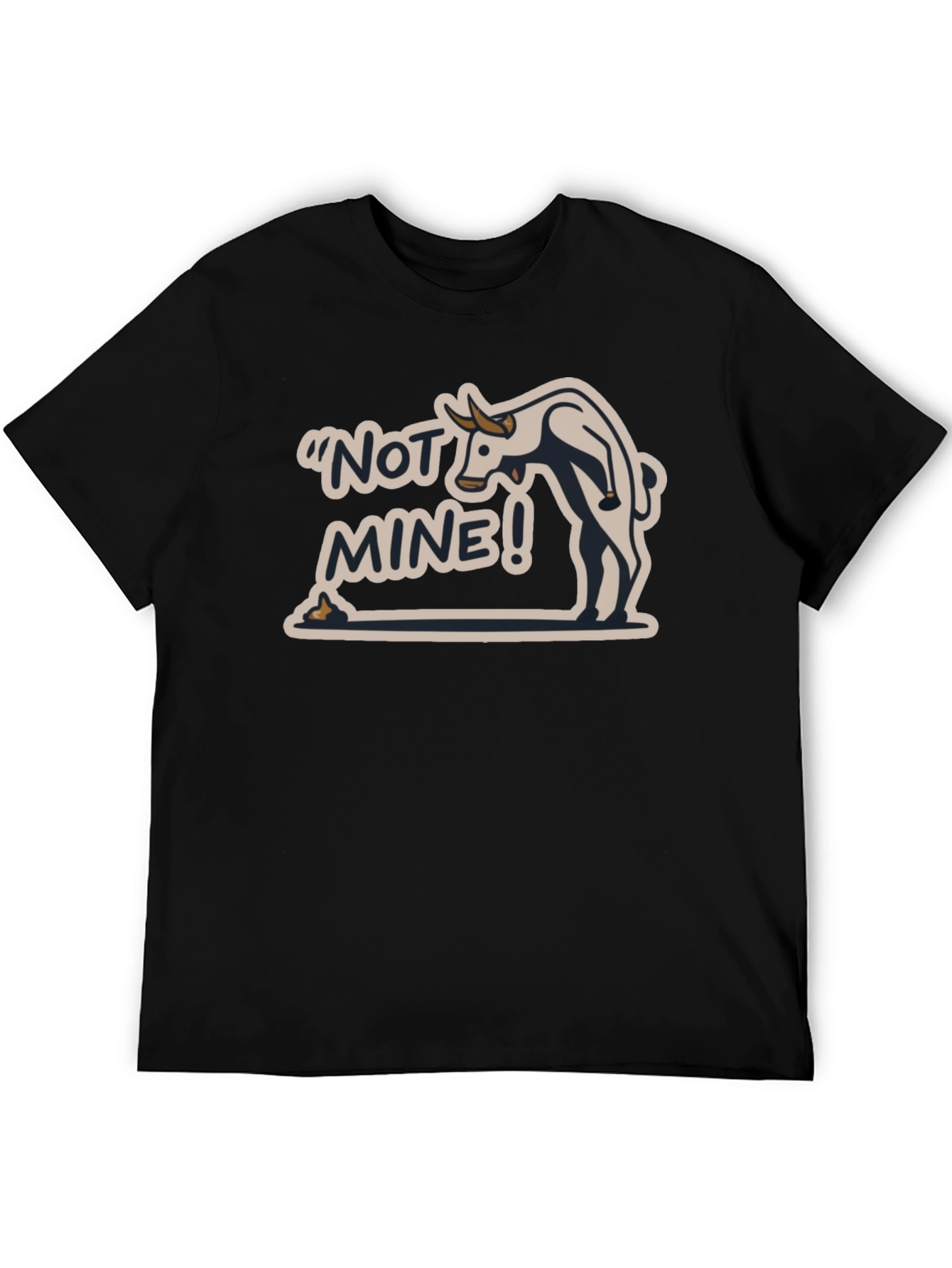 Black Not Mine! Bull Humor Black T-Shirt view 5