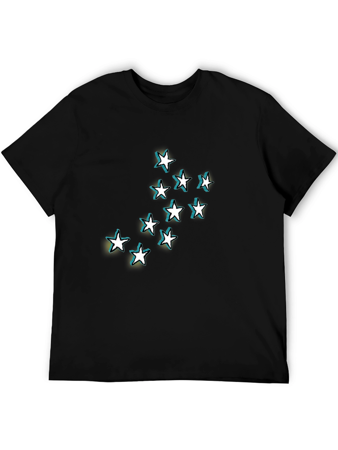Black Stars Graphic Black T-Shirt for Men view 5
