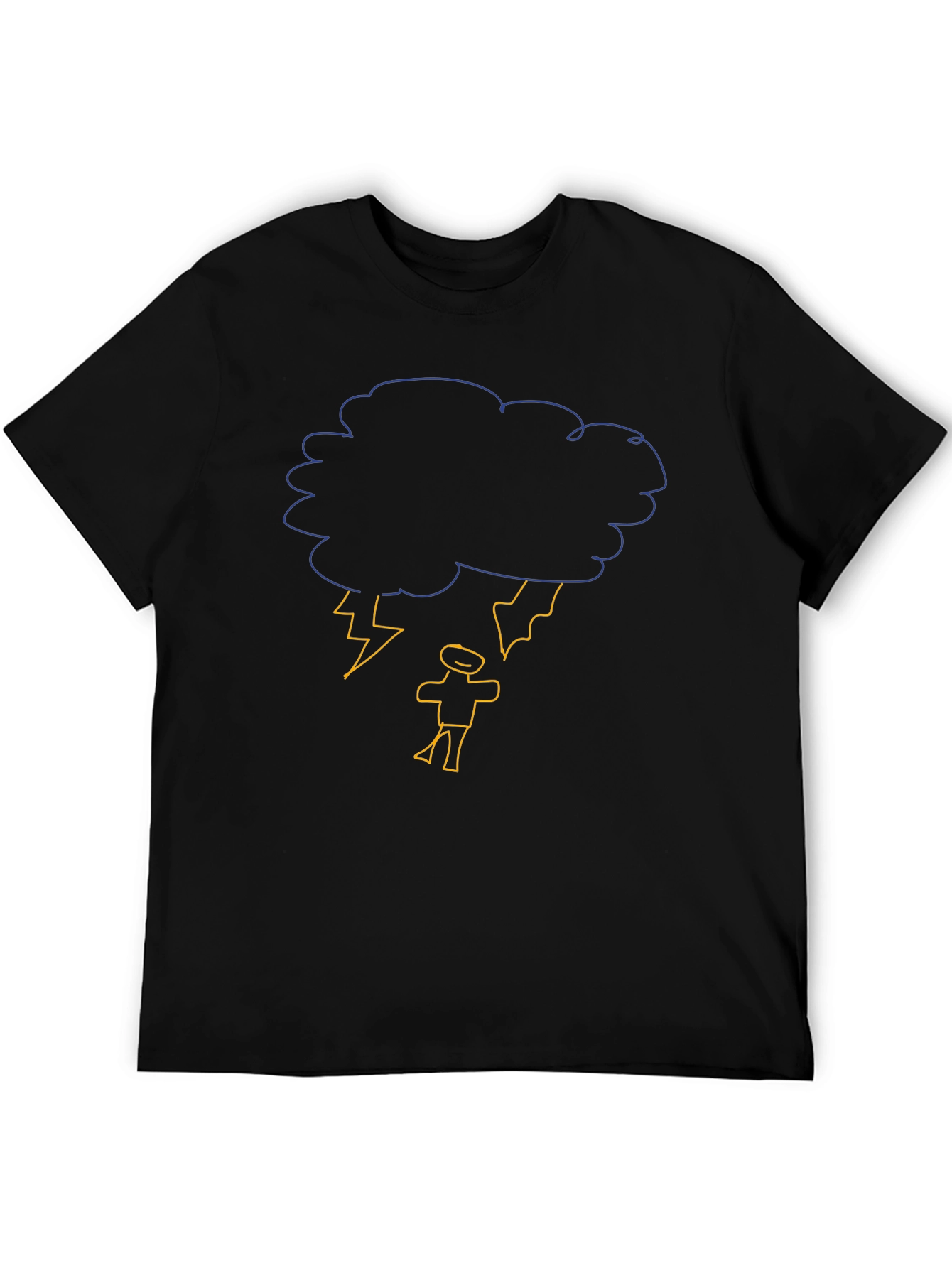 Black Humorous Thunderstorm Graphic Black T-Shirt view 5