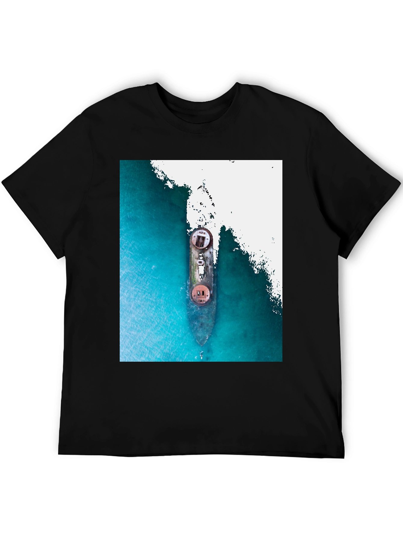 Black Sunken Ship Graphic T-Shirt view 5