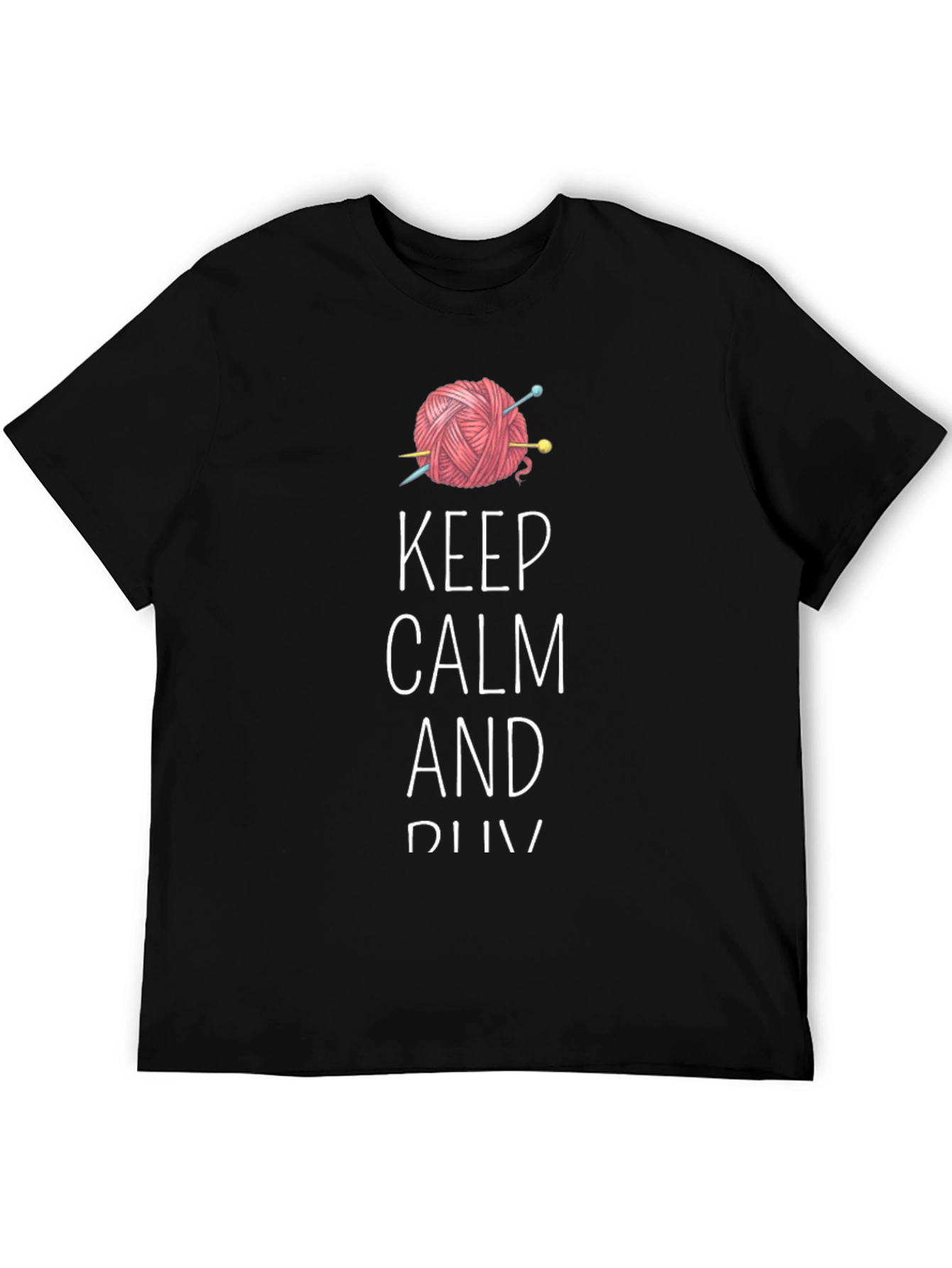 Black Keep Calm and Knit Tee - Yarn Lover's T-Shirt view 5