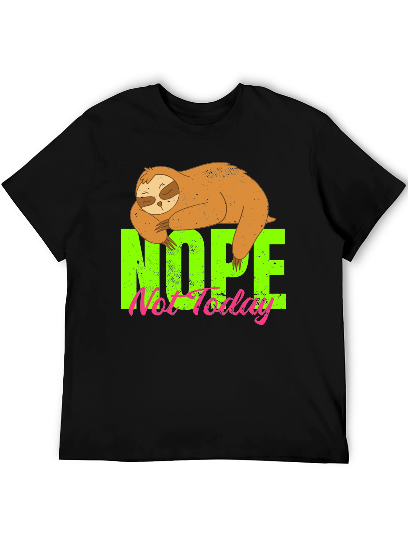 Black Nope Not Today Sloth Graphic Tee - Black view 5