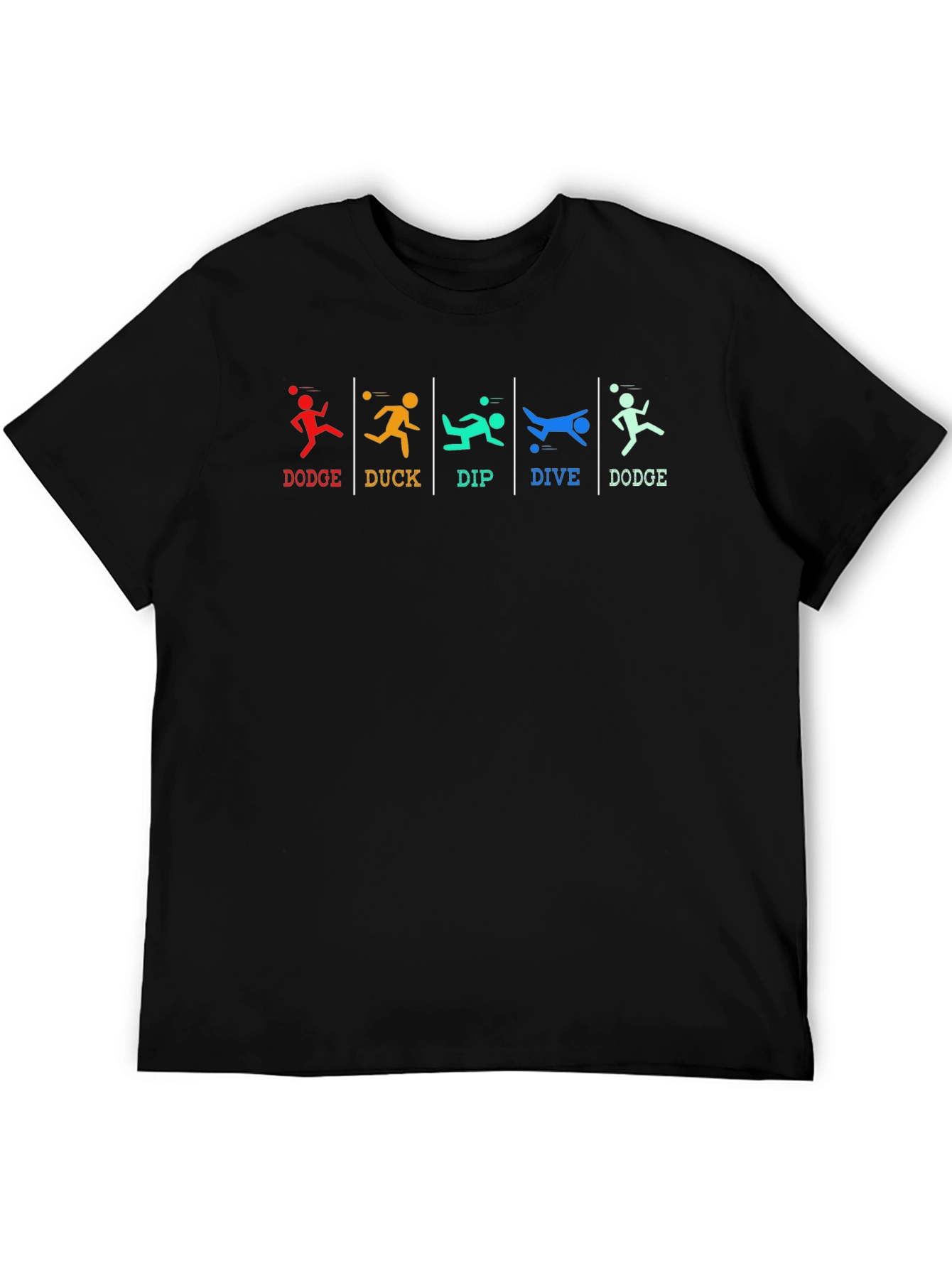 Black Dodgeball T-Shirt: Dodge Duck Dip Dive Dodge view 5