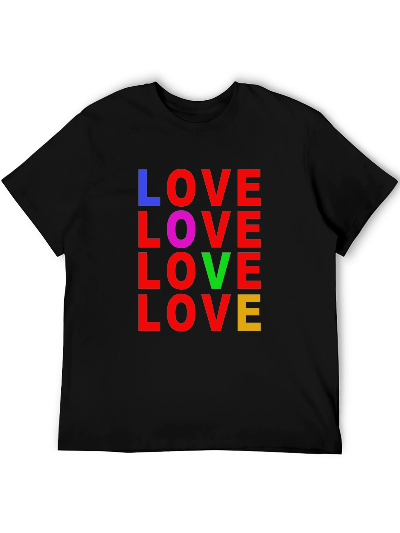 Black Colorful LOVE Graphic Tee - Unisex Black T-Shirt view 5