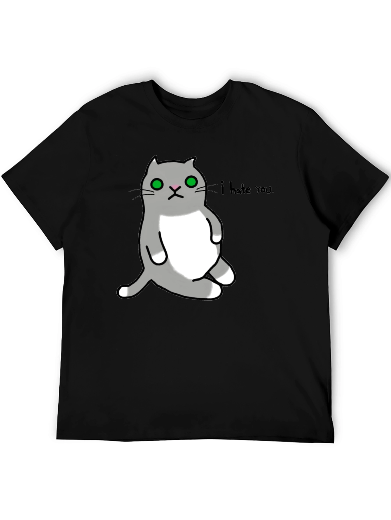 Black I Hate You Cat Graphic T-Shirt view 5