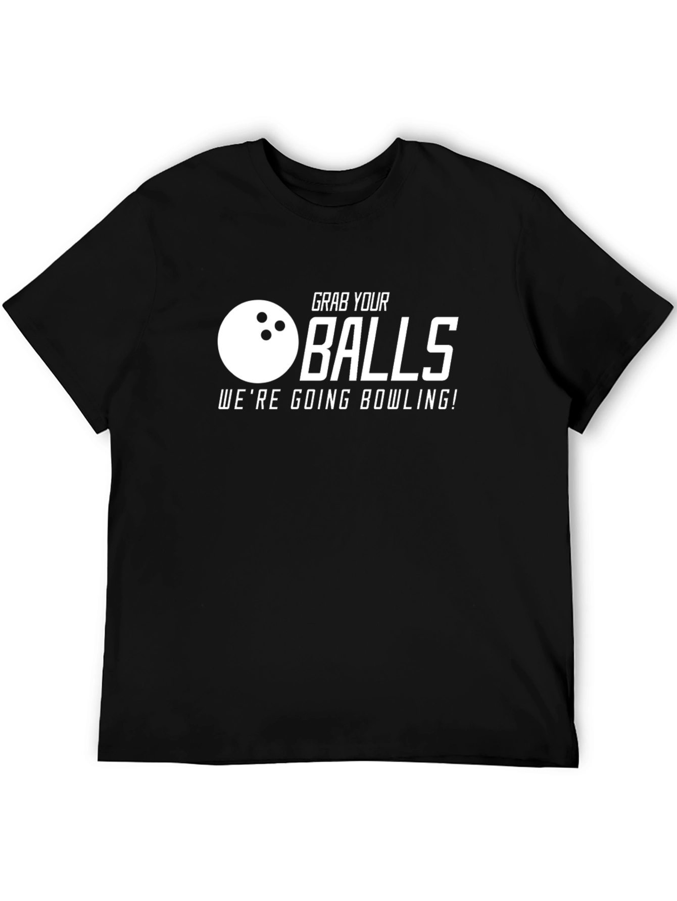 Black Grab Your Balls Bowling T-Shirt - Funny Graphic Tee view 5