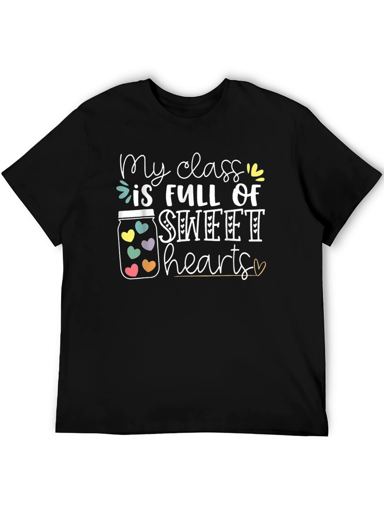 Black Sweet Hearts Teacher T-Shirt view 5