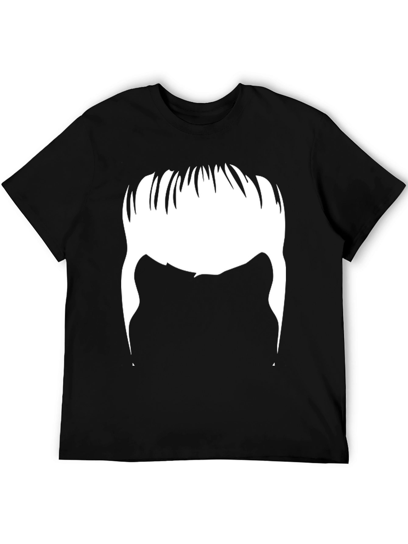 Black Retro Hair Tee - Funny Silhouette T-Shirt view 5